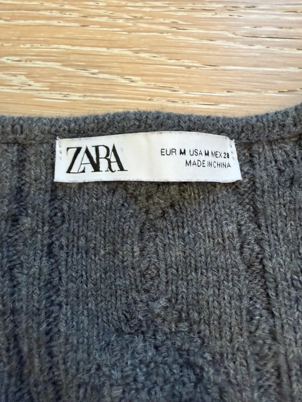 Zara Charcoal Cable-Knit Bobble Button Cardigan - Picture 2 of 4